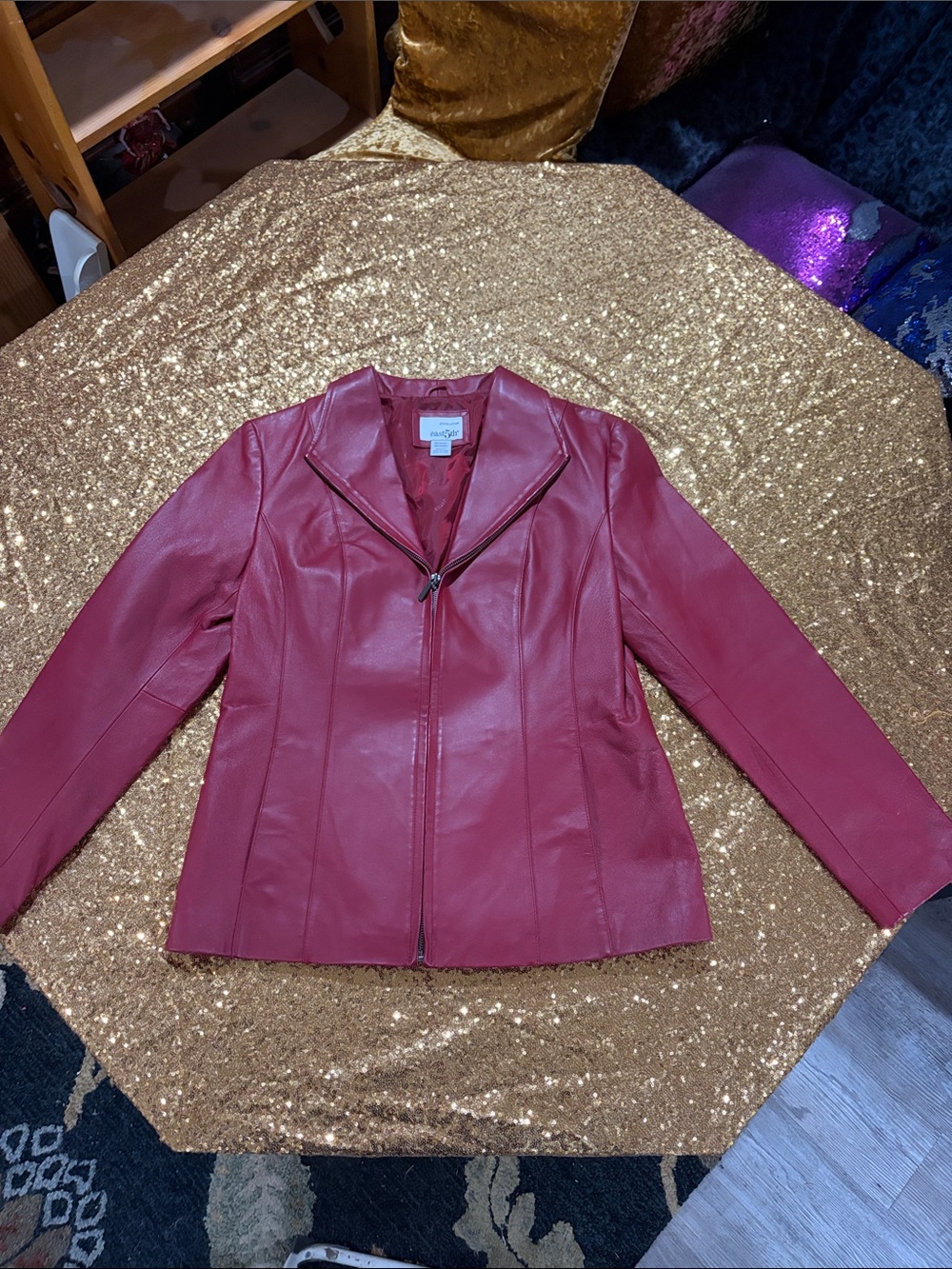 East 5th Women's Burgundy Leather Zip Jacket